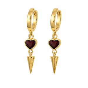 Crimson Heart Gold Earrings