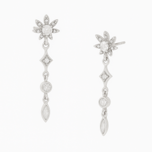 Silver Stardust Drop Earrings