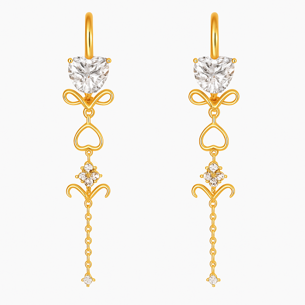 Golden Heart Cascade Earring - Image 2