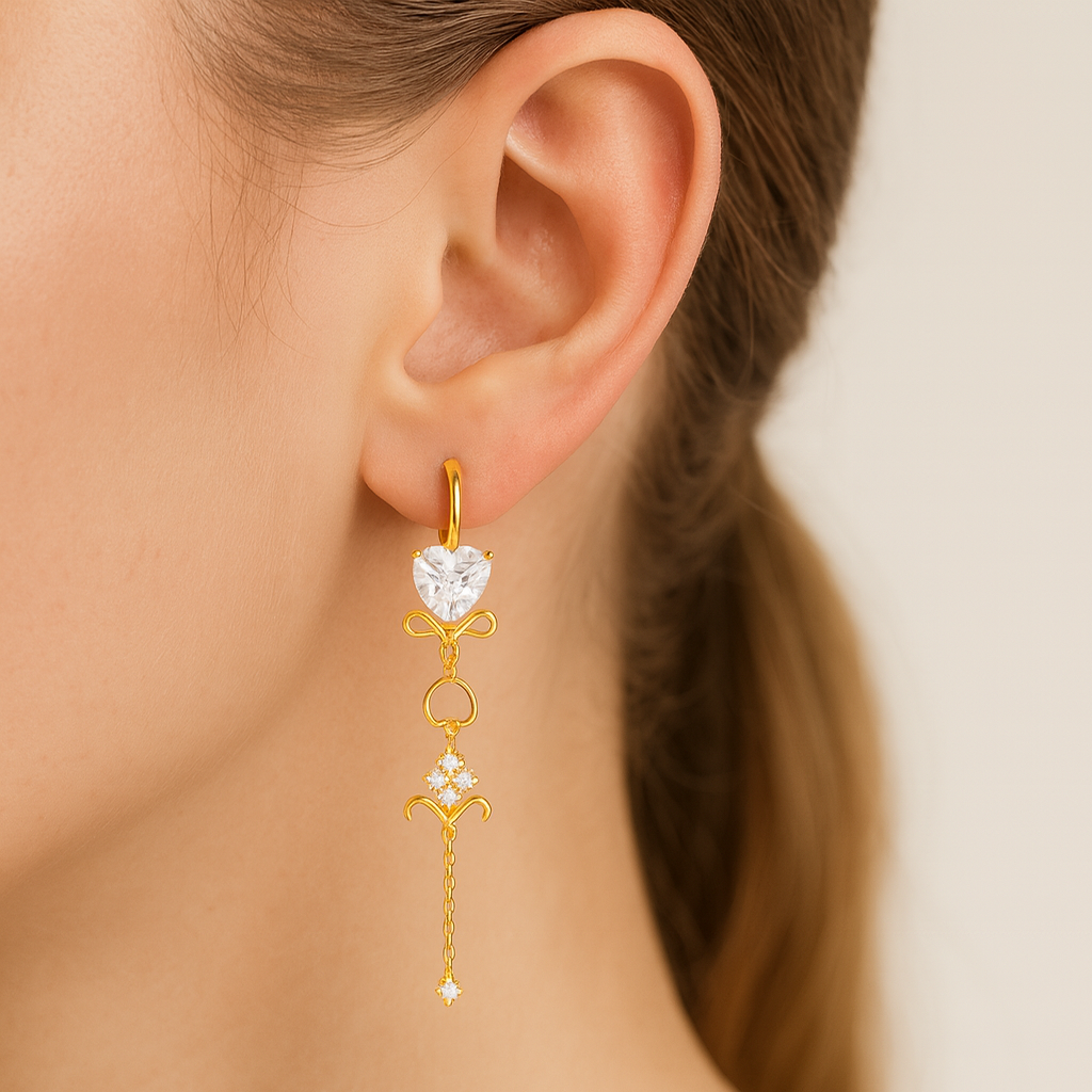 Golden Heart Cascade Earring - Image 3