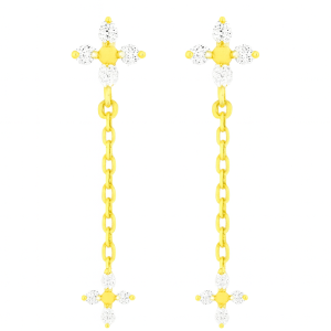 Golden Crystal Cross Earring