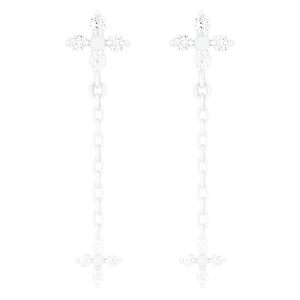 Silver Crystal Cross Earring