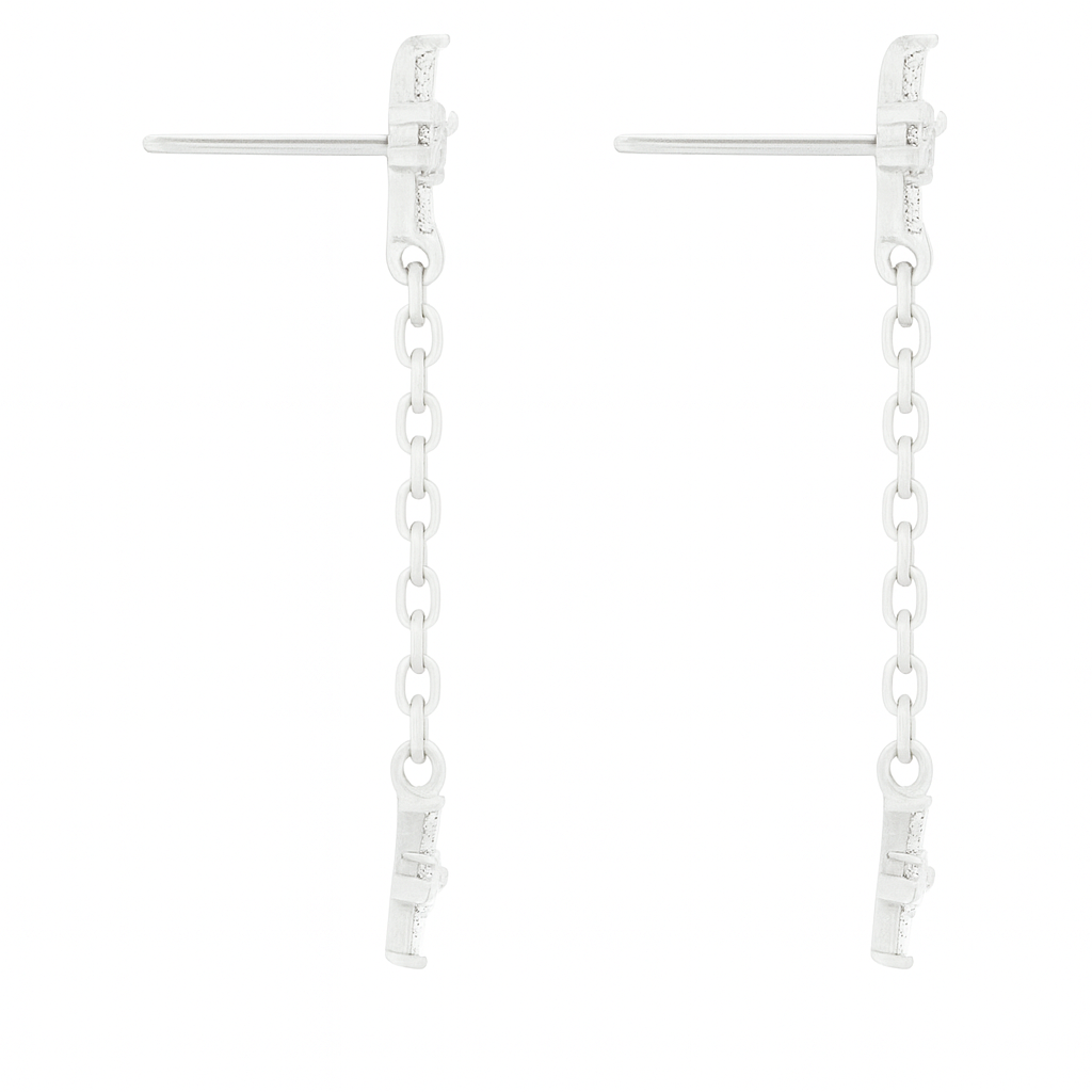 Silver Crystal Cross Earring - Image 2