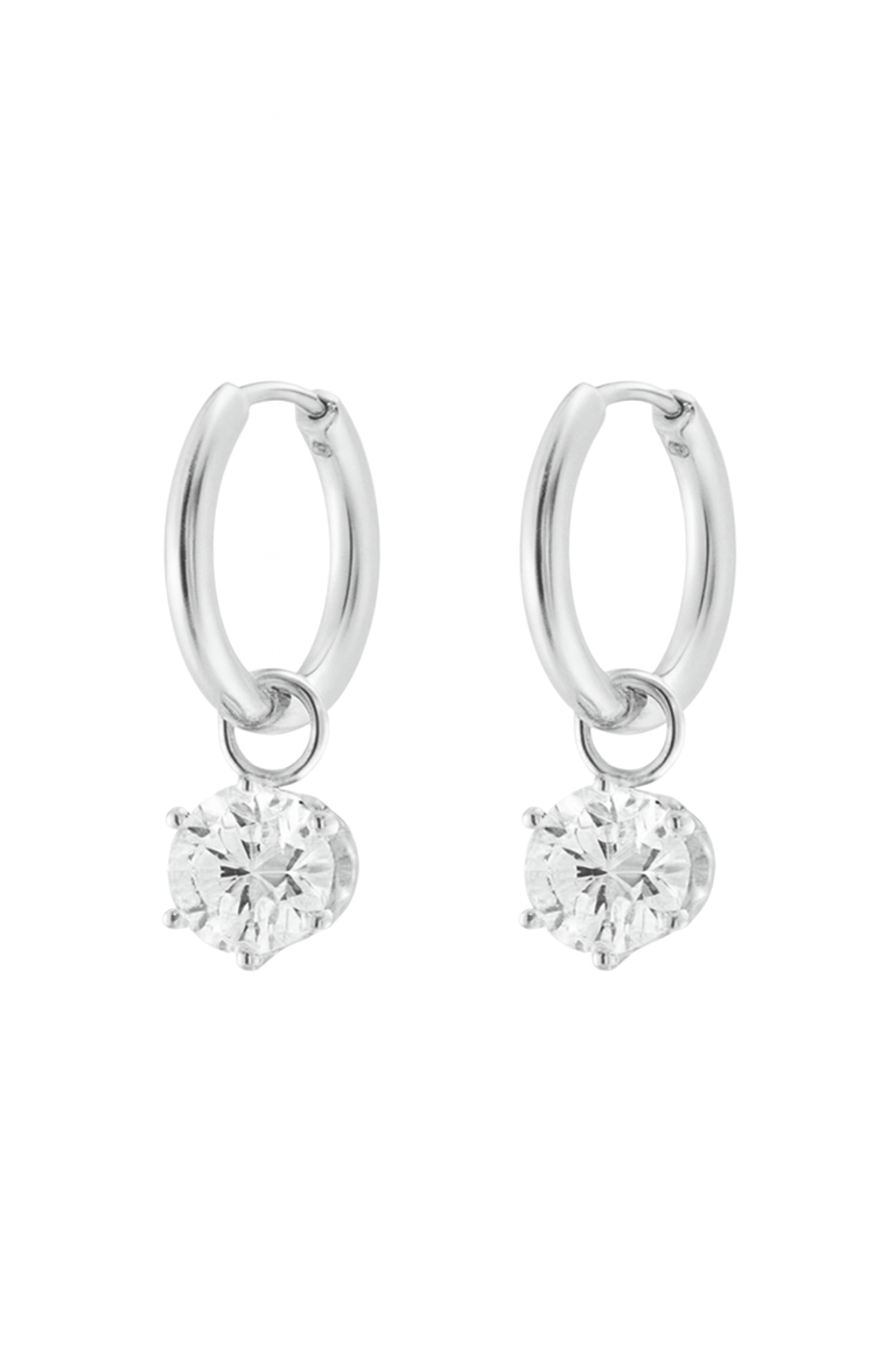 Silver Solitaire Drop Earring - Image 2