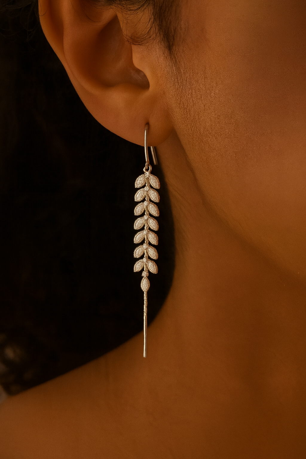 Silver Wheat Earrings - Image 3