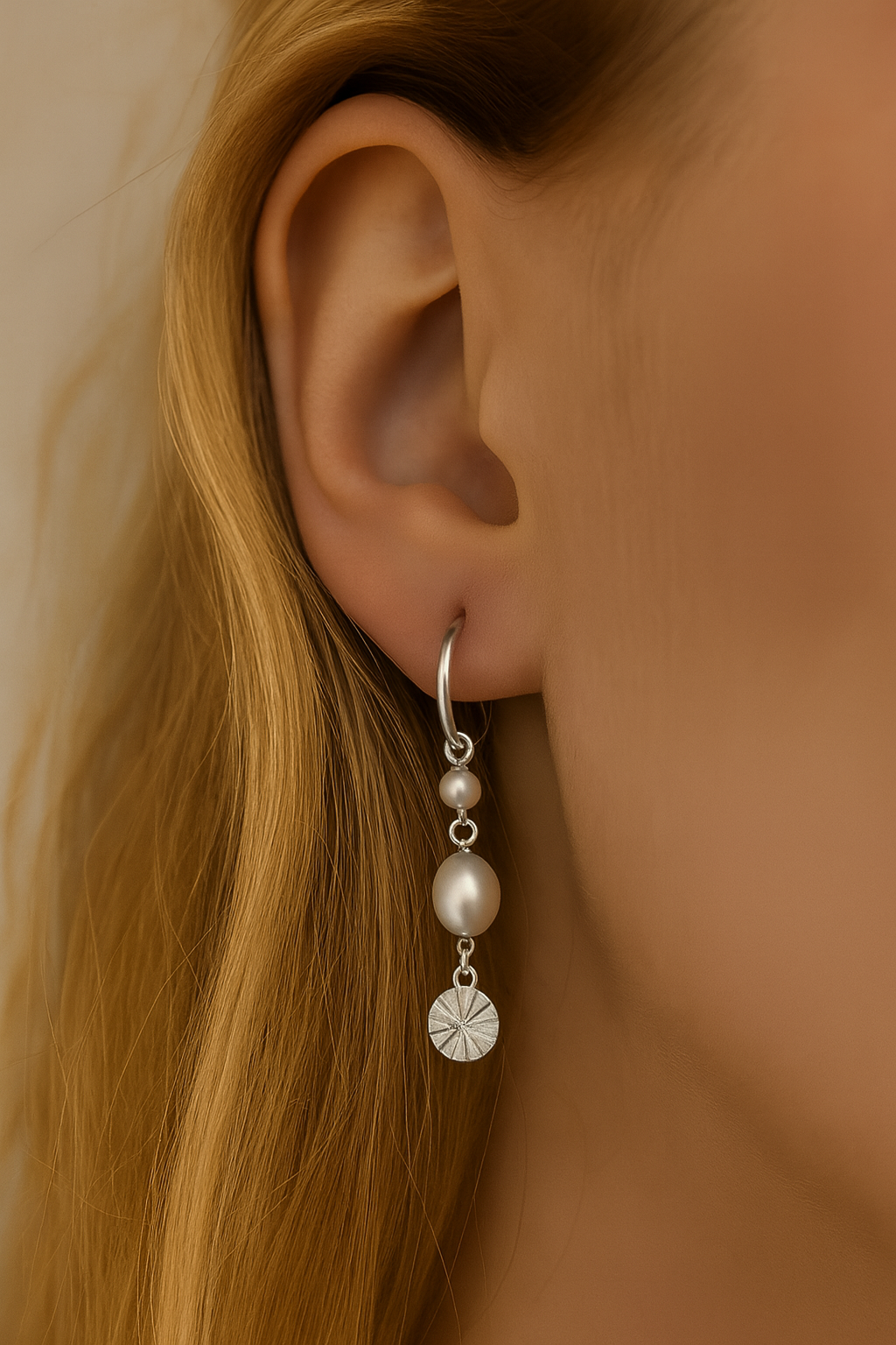 Silver Pearl Drop Earring - Image 3