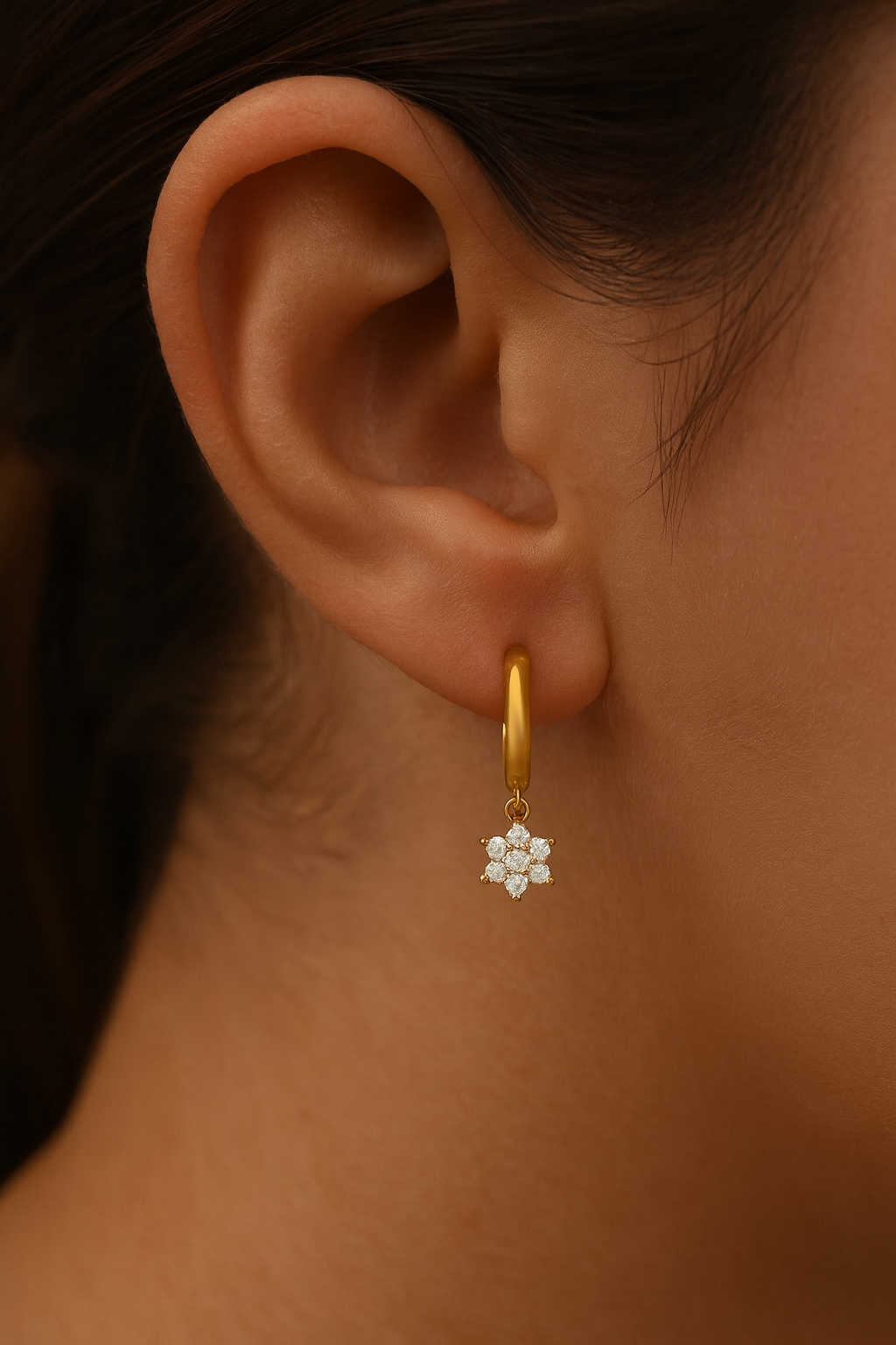 Golden Star Diamond Earring - Image 3