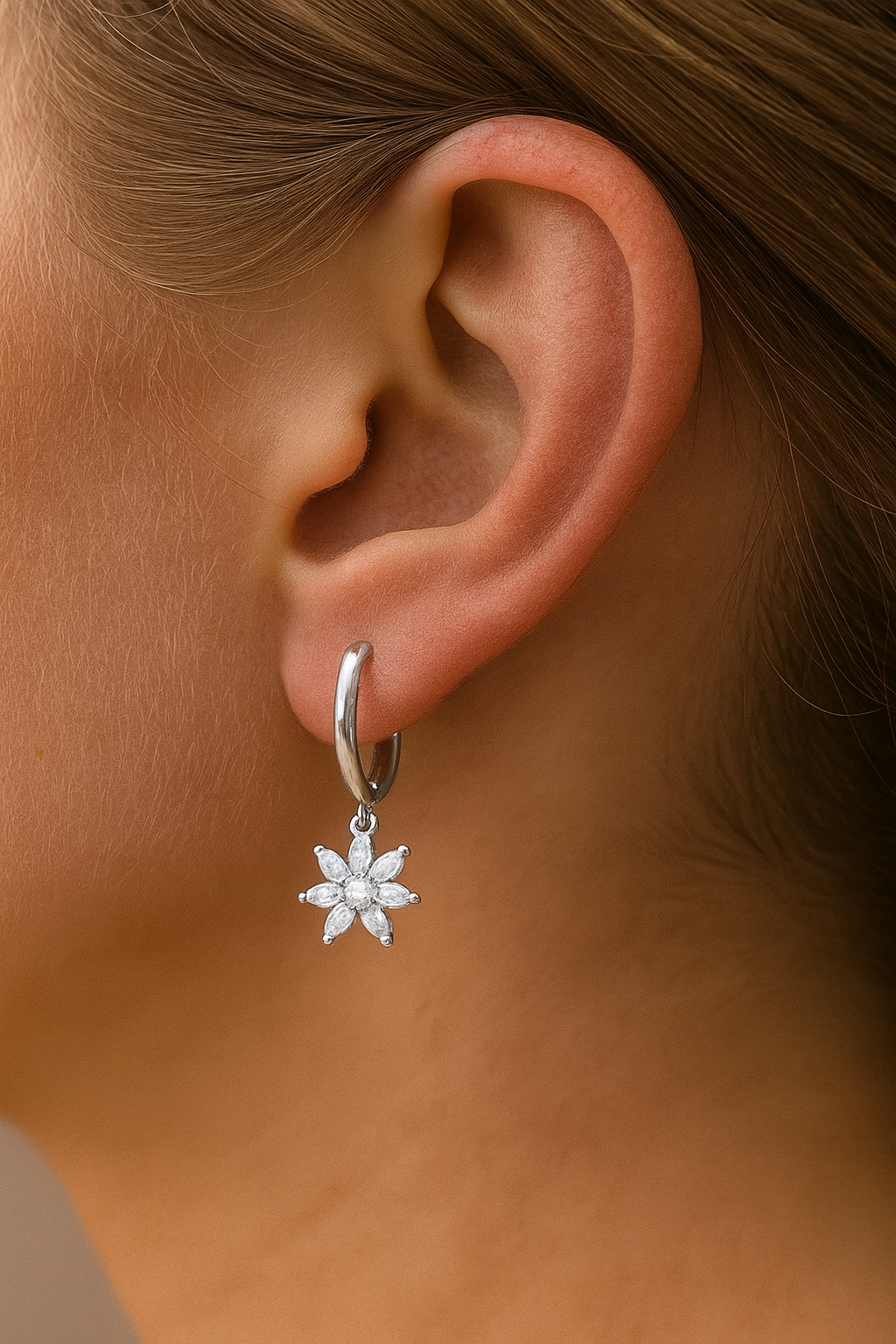 Silver Daisy Drop Earring - Image 3
