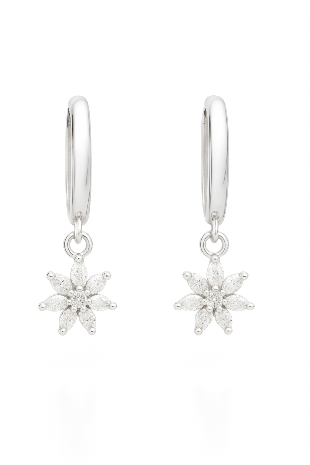 Silver Daisy Drop Earring