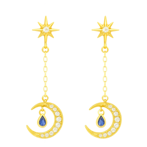 Golden Celestial Moon Earring