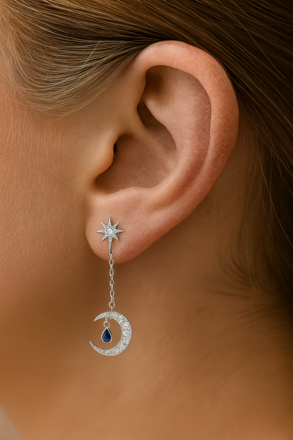Silver Celestial Moon Earring - Image 3