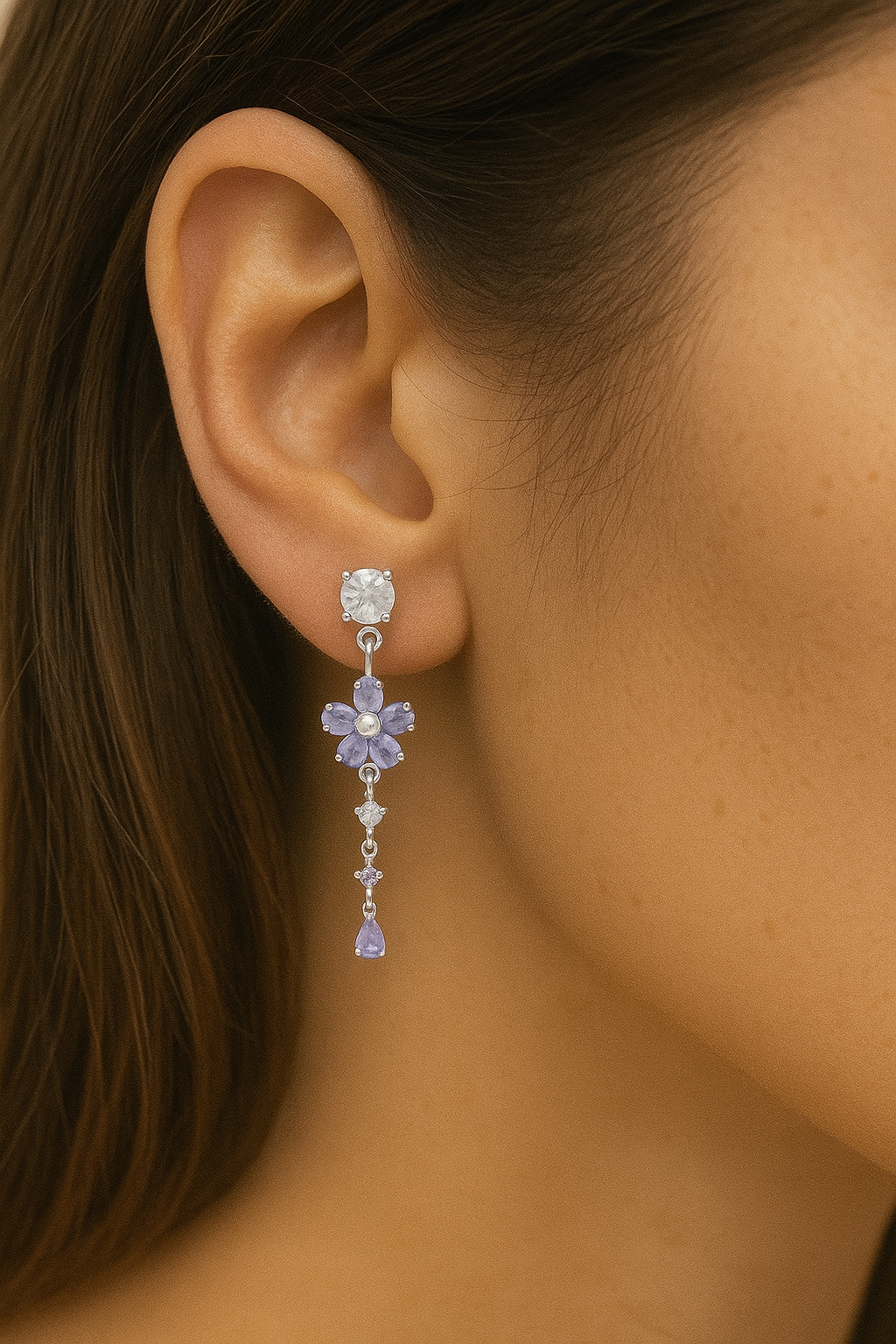 Amethyst Bloom Drop Earrings - Image 2