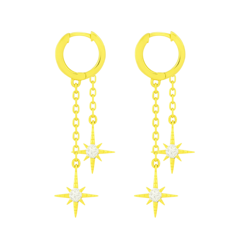 Golden Star Chain Earrings - Image 2
