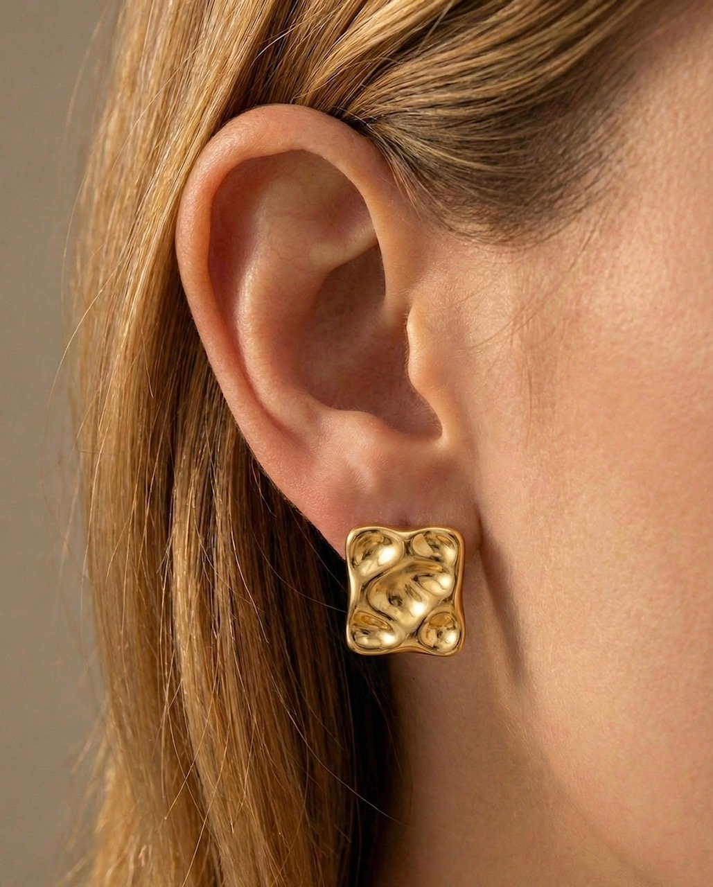 Golden Ripple Square Studs - Image 3