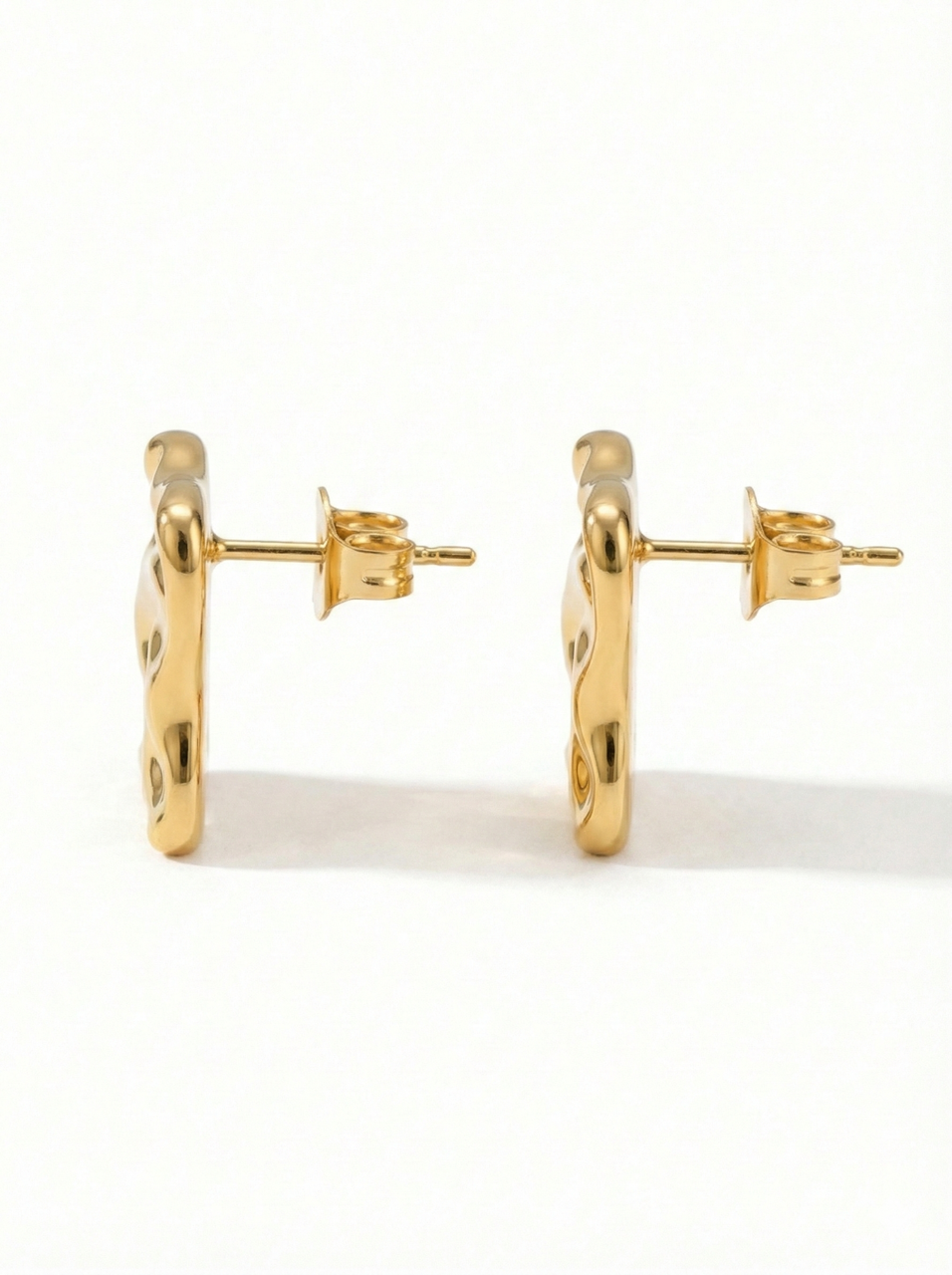 Golden Ripple Square Studs - Image 2