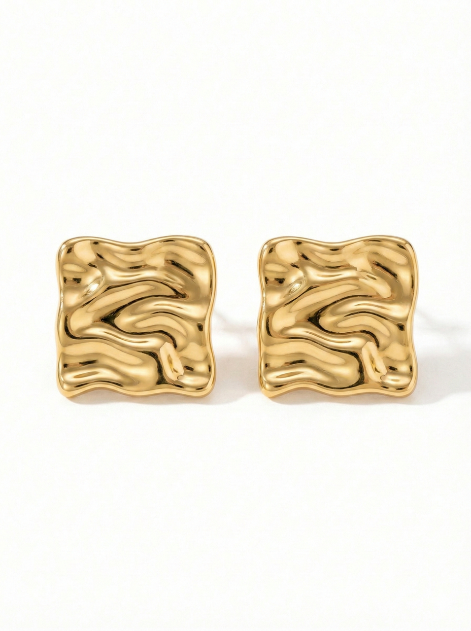 Golden Ripple Square Studs