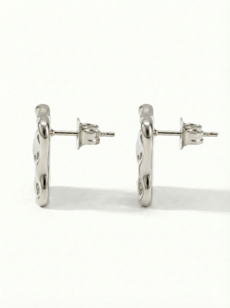 Silver Ripple Square Studs - Image 2